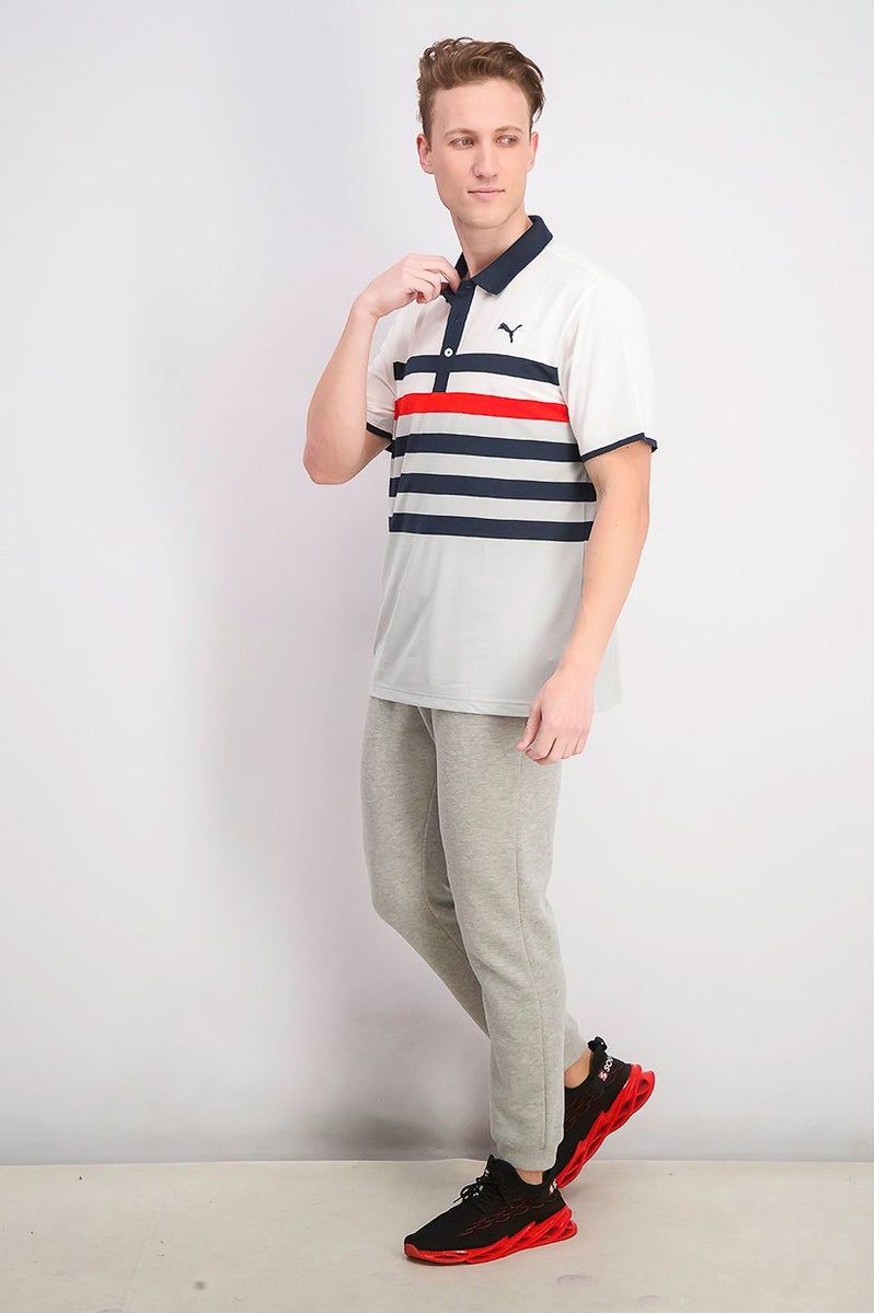 PUMA قميص بولو قصير الأكمام للرجال، أبيض مدمج - Image 4