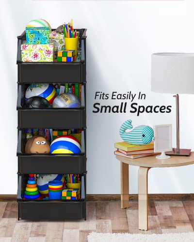 Skywin TidyFriend Stackable Storage Bins for Pantry Organizers and Storage 4 Pack, Pantry Storage for Food, Kitchen and Home Organization (Black) - Image 5