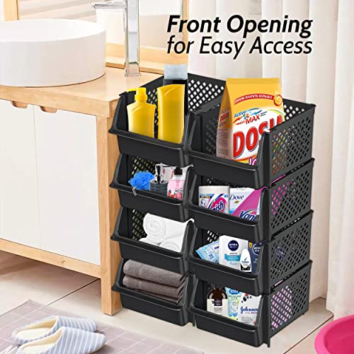 Skywin TidyFriend Stackable Storage Bins for Pantry Organizers and Storage 4 Pack, Pantry Storage for Food, Kitchen and Home Organization (Black) - Image 4
