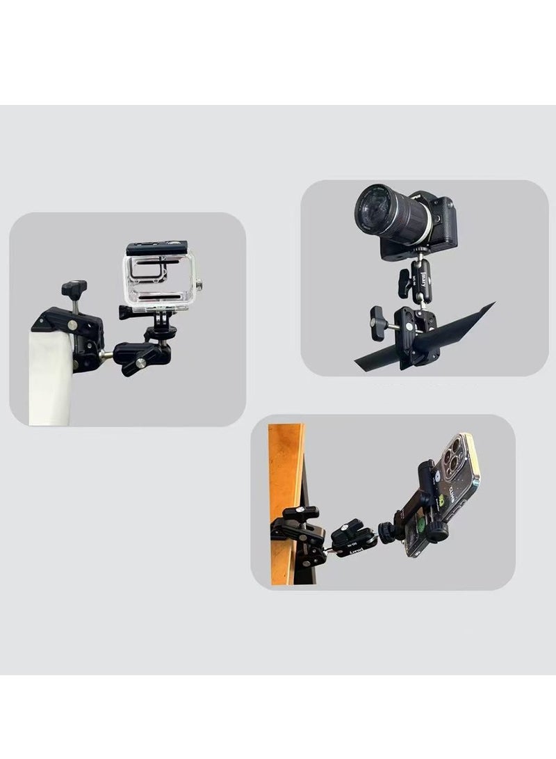 جيه ماري حامل تثبيت فائق لكاميرات الحركة، DSLR MS-90، حامل ثلاثي القوائم، ميكروفون وحامل إضاءة، حامل من سبائك الألومنيوم مع دوران 360 درجة، فتحات براغي 1/4 و3/8، نطاق تثبيت واسع 14 - 56 مم - Image 3