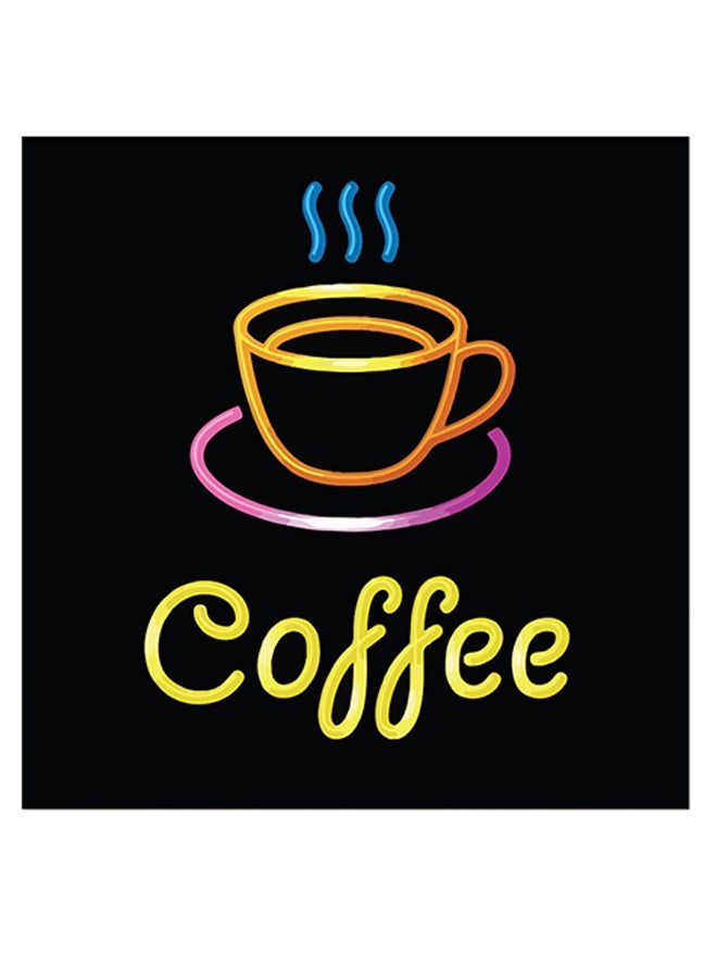 RYN Coffee Themed Wall Art Black/Yellow/Blue 30x30cm - Image 1