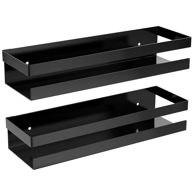 APPUCOCO APPUCOCO Metal MultiPurpose Wall Mount Floating Shelf WallMounted Storage Shelf for Home Kitchen Bathroom Bedroom or Office Medium Black