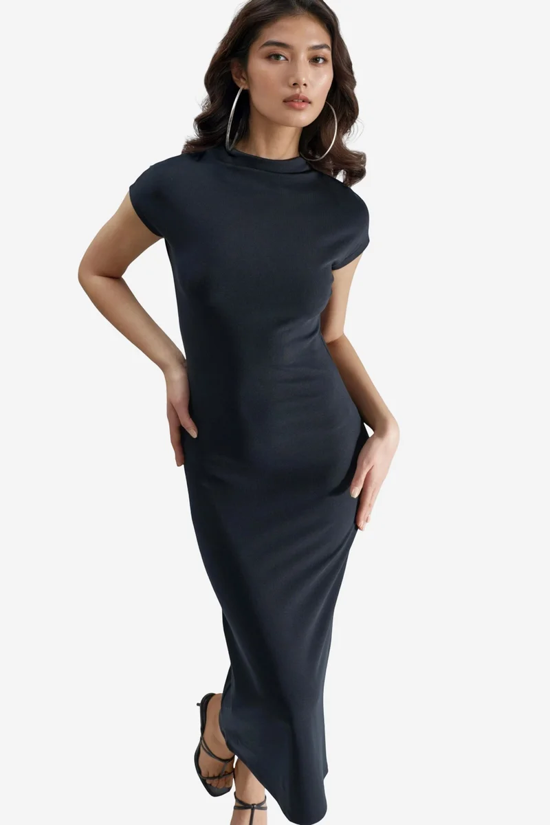 Busem BUSEM Slim Fit Crew Neck Midi Dress