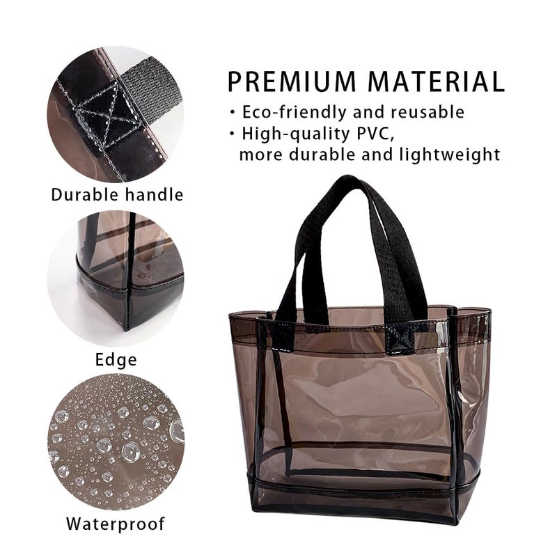 TotePrint Clear 1 Packs Small Tote Work Bag,8.27 inches x 7.87 inches x 3.15 inches Gift Wrap Handbag for Bridal and Birthday Party,Travel Makeup Pouch with Handle (1pcs-black) - Image 5