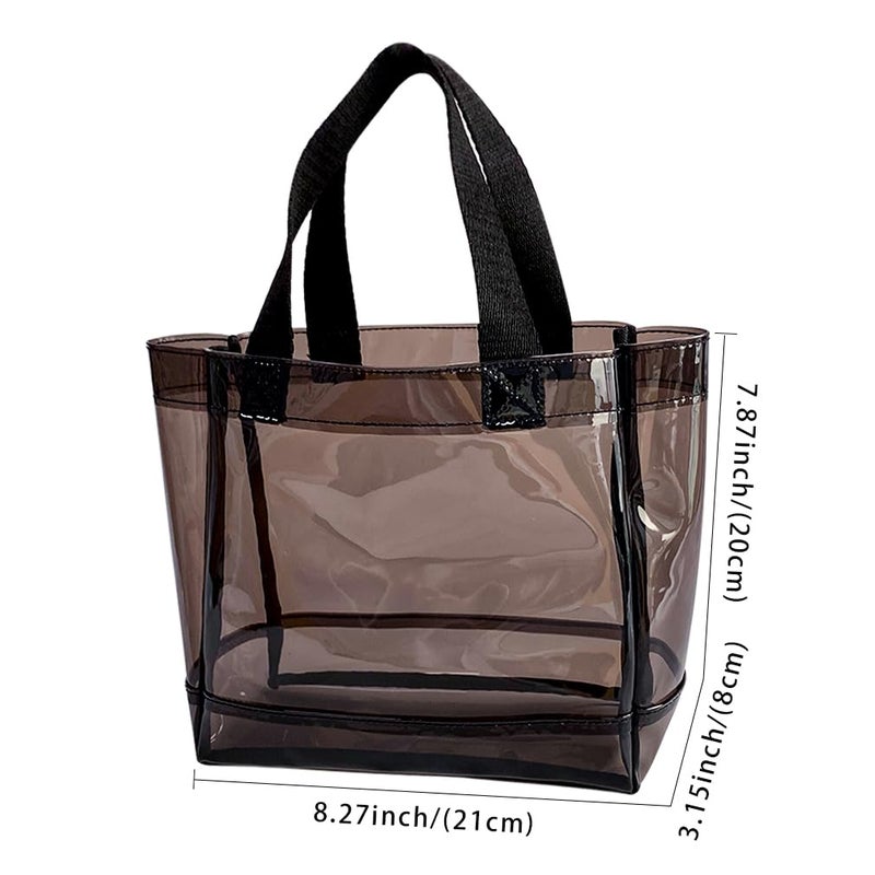 TotePrint Clear 1 Packs Small Tote Work Bag,8.27 inches x 7.87 inches x 3.15 inches Gift Wrap Handbag for Bridal and Birthday Party,Travel Makeup Pouch with Handle (1pcs-black) - Image 4