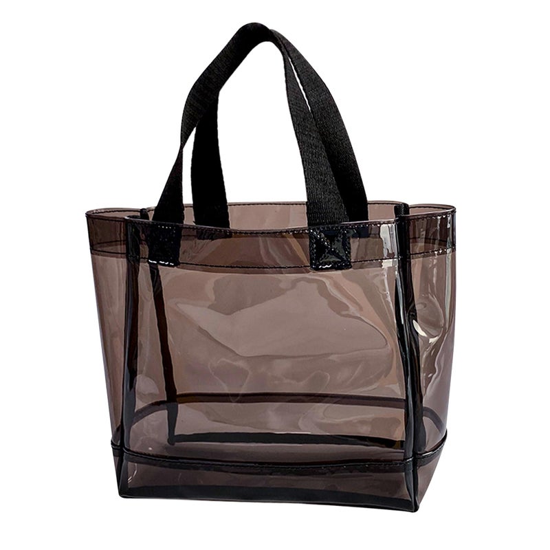 TotePrint Clear 1 Packs Small Tote Work Bag,8.27 inches x 7.87 inches x 3.15 inches Gift Wrap Handbag for Bridal and Birthday Party,Travel Makeup Pouch with Handle (1pcs-black) - Image 1