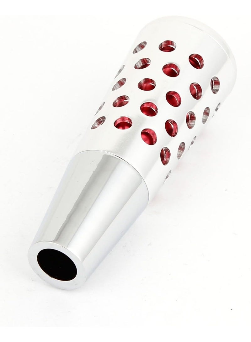 Concave Circle Manual Shift Knob Red Silver Tone made of aluminium alloy - Image 1