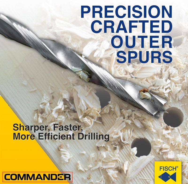 Fisch - 1200318 FSF-320791 Chrome Vanadium Brad Point Drill Bit Set, 7 Pcs. Set Includes 1/8 inch - 1/2 inch - in Blister Pack - Image 2