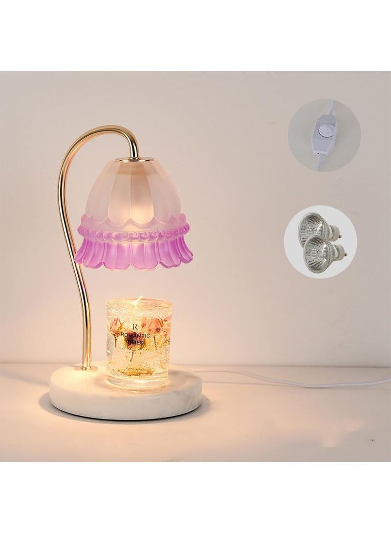 GT-Wheel Candle Warmer Lamp with Dimmer and 2 Bulbs Crystal Flower Shade Candle Wax Melter Adjustable Heat for Small & Large Jars - Image 1