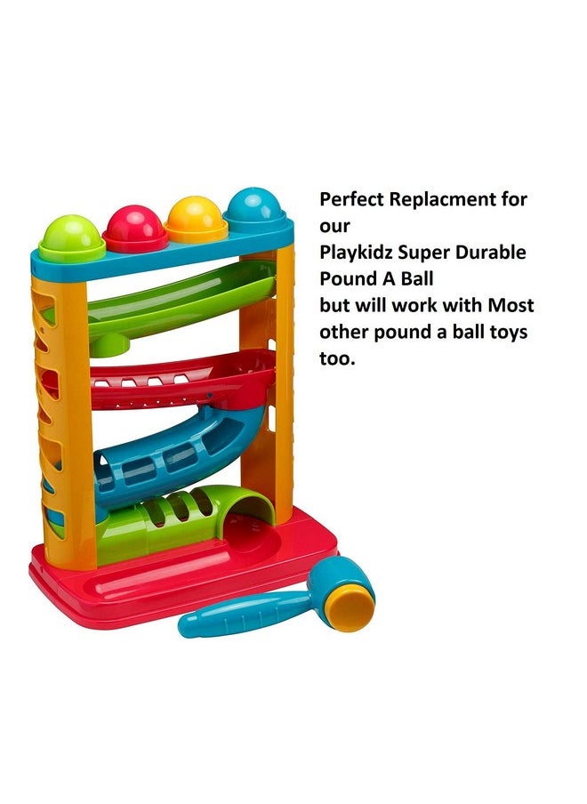 PLAYKIDIZ Playkidiz Super Durable Replacement Balls for Pound a Ball, Assortment of 4 Different Colored 1.75" Diameter Plastic Balls That Fit Most Pound a Ball Toys.  - Image 3
