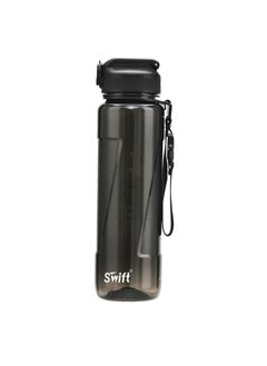Swift 1L Sport Water Bottle with Lid Rope Portable Leakproof Outdoor Bicycle Shaker Fruit Tea Infuse Drink Space Cups For Water Plastic BPA Free, 1000ml Black  - Image 1