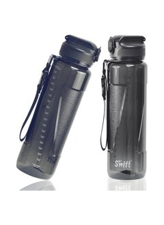 Swift 1L Sport Water Bottle with Lid Rope Portable Leakproof Outdoor Bicycle Shaker Fruit Tea Infuse Drink Space Cups For Water Plastic BPA Free, 1000ml Black  - Image 4