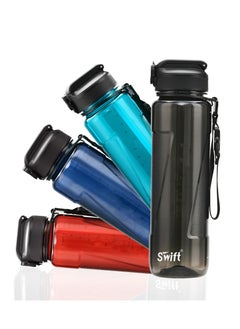 Swift 1L Sport Water Bottle with Lid Rope Portable Leakproof Outdoor Bicycle Shaker Fruit Tea Infuse Drink Space Cups For Water Plastic BPA Free, 1000ml Black  - Image 2