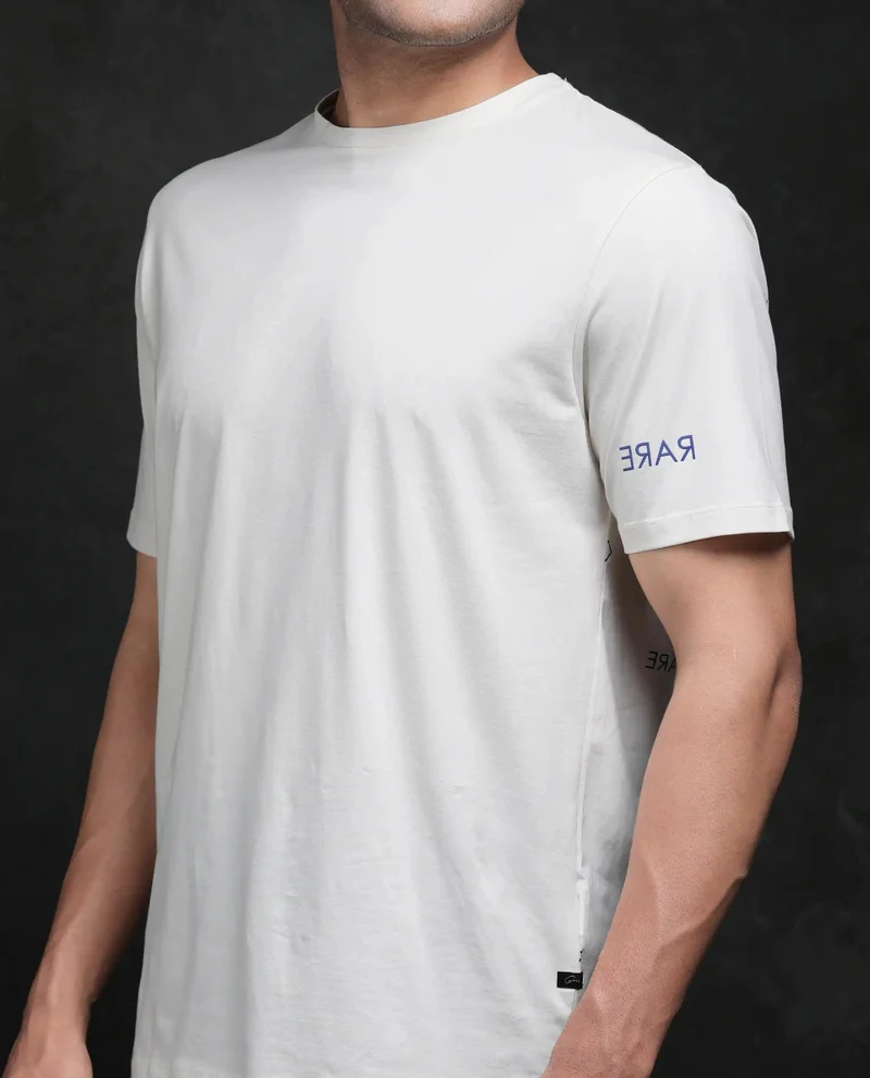 Rare Rabbit Men's Monogram Back Print Regular Fit T-Shirt