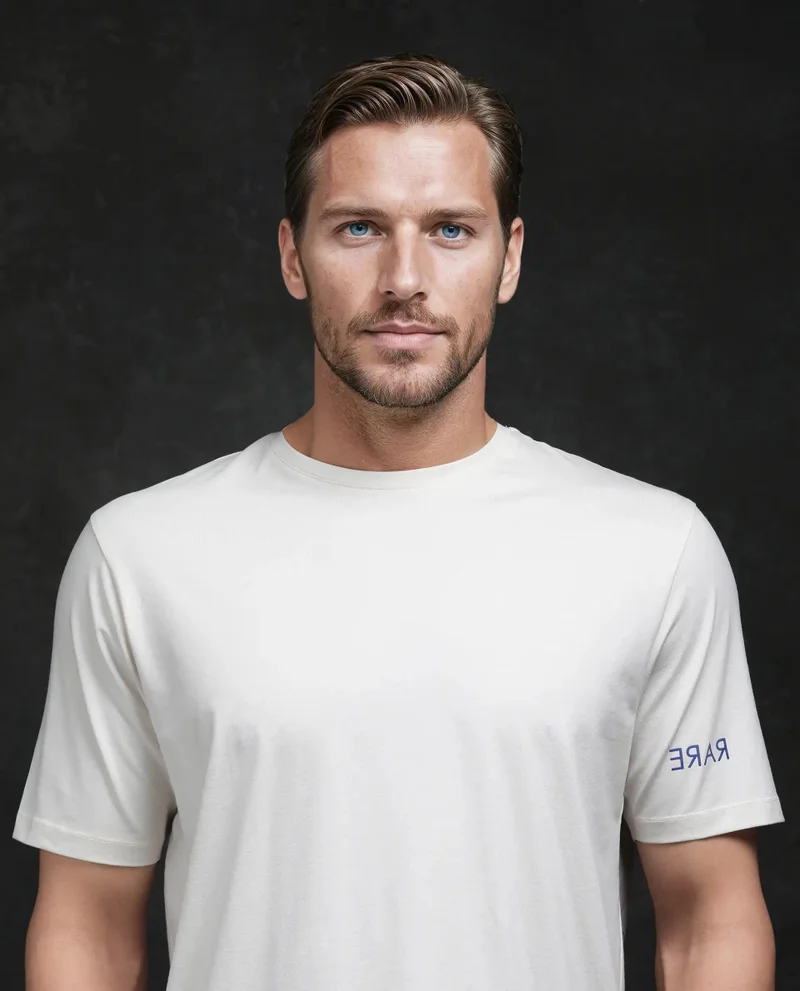 Rare Rabbit Men's Monogram Back Print Regular Fit T-Shirt