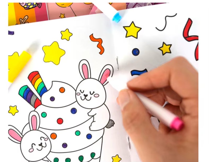 Watercolor Coloring Book Set - 7 Unique Cartoon Animal Dinosaur Books - Non-Toxic Educational Toys for Children Over 3 Birthdays - Image 5