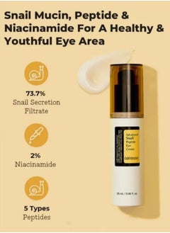 CARVENCHY 2 Pcs Advanced Snail Peptide Eye Cream  A 72% Snail Secretion Filtrate, Peptide and Niacinamide based eye cream，Brightening eye cream for fine lines and dark circles with Snail Mucin and Niacinamide.  - Image 5