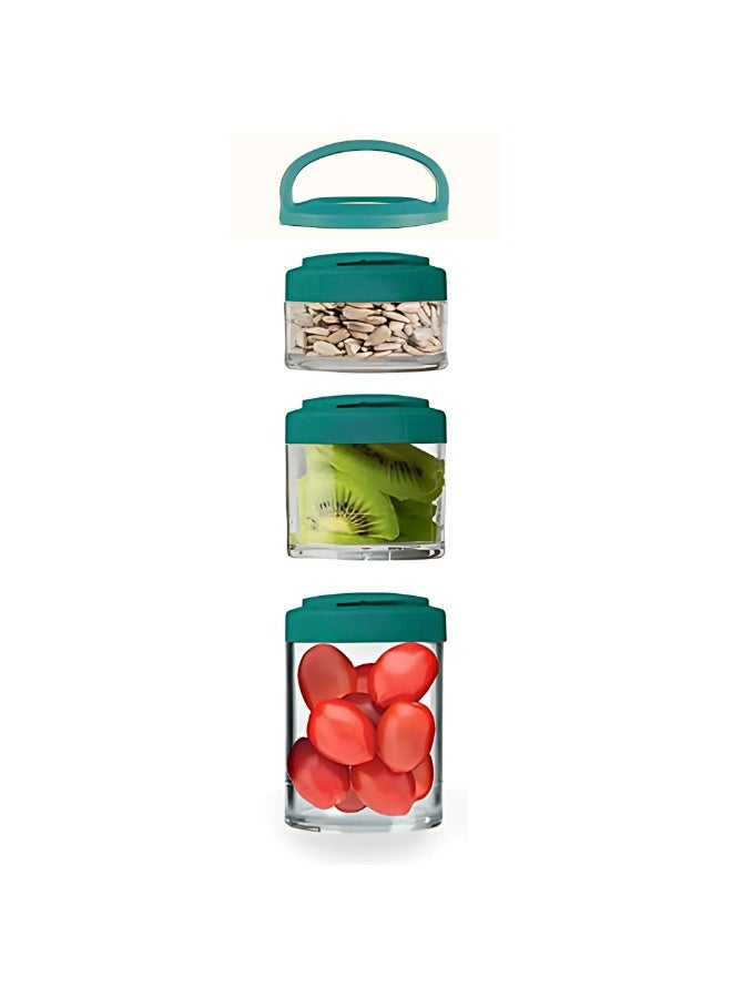 VIO Plastic Stackable Reusable Food Storage Containers with Lids Small Fresh Keeping Box for Fruits Vegetables Salads Finger Foods Nuts Seeds Dry Fruit Snacks Pickle Dips Salad Dressing Yogurt Baby Food Purees Meal Prep Containers for Kids Adults School Work Office Travel Gym Workout Portable Containers with Twist and Lock System for Snacks Formula Protein Powder BPA Free Airtight Leakproof Portion Control Jars Containers in 3 Sizes 100ML 200ML 300ML  - Image 1