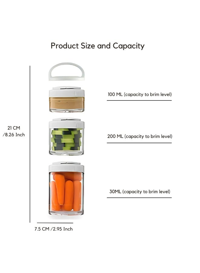 VIO Plastic Stackable Reusable Food Storage Containers with Lids Small Fresh Keeping Box for Fruits Vegetables Salads Finger Foods Nuts Seeds Dry Fruit Snacks Pickle Dips Salad Dressing Yogurt Baby Food Purees Meal Prep Containers for Kids Adults School Work Office Travel Gym Workout Portable Containers with Twist and Lock System for Snacks Formula Protein Powder BPA Free Airtight Leakproof Portion Control Jars Containers in 3 Sizes 100ML 200ML 300ML  - Image 5