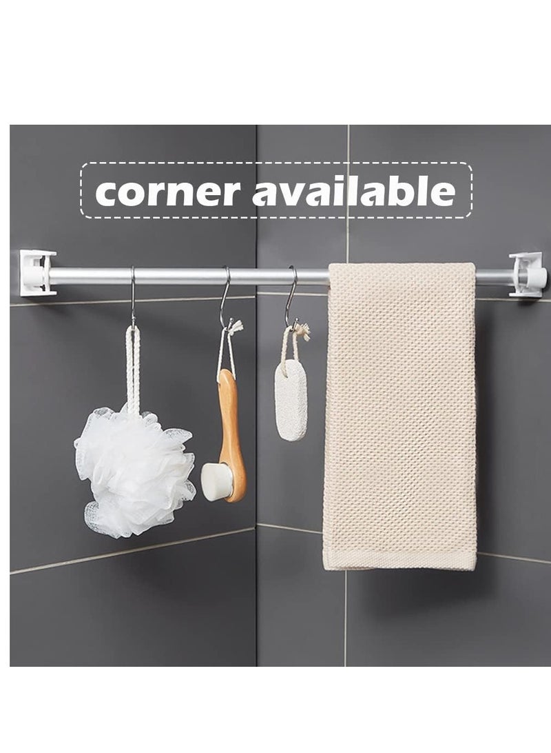 8 Pcs No Drill 360° Rotating Self Adhesive Curtain Rod Brackets, Adjustable Tension Rod Holders, Versatile Hooks for Easy Installation, White - Image 2