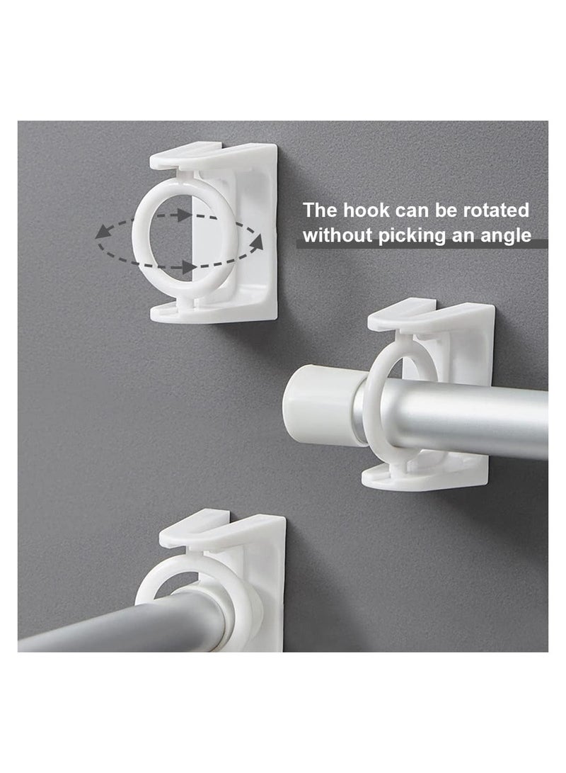 8 Pcs No Drill 360° Rotating Self Adhesive Curtain Rod Brackets, Adjustable Tension Rod Holders, Versatile Hooks for Easy Installation, White - Image 4