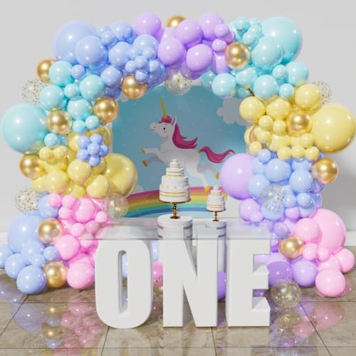 ZBYDNG 216Pcs Pastel Rainbow Balloon Garland Kit Latex Colorful Party Balloons Arch Kit for Birthday Baby Shower Wedding Engagement Anniversary Christmas Party Decorations - Image 1