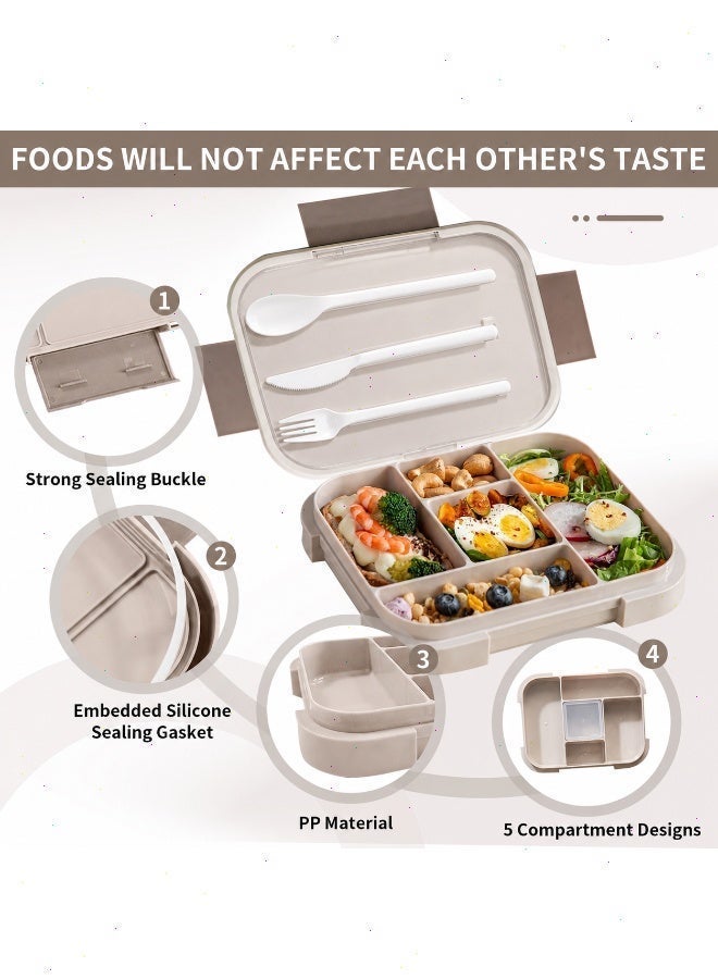 Yoawllty Kids Lunch Box 1000ML, 5‑Compartment Divided Bento Box, BPA‑Free PP Microwave Safe Leakproof Food Container for Boys Girls School Picnic Travel - Image 3