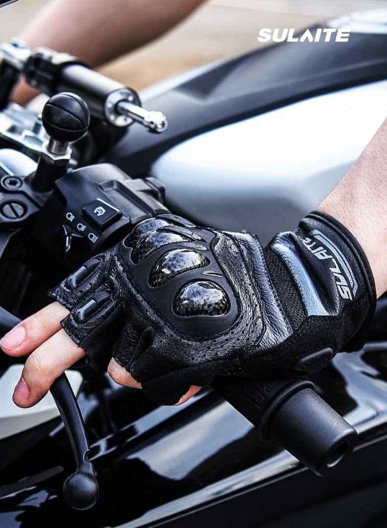 سولايت قفازات ركوب الدراجات النارية Sulaite G7 ترقية 3K ألياف الكربون مكافحة السقوط مزدوجة إصبع شاشة لمس إصبع كامل ونصف إصبع قفازات السفر الدراجات النارية - Image 1