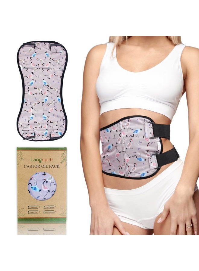 Langsprit Castor Oil Pack Castor Oil Pack Wrap, Organic Castor Oil Packs for Liver Detox, Inflammation, Reusable Castor Oil Pack Compress Castor Oil Packs kit L - Image 1