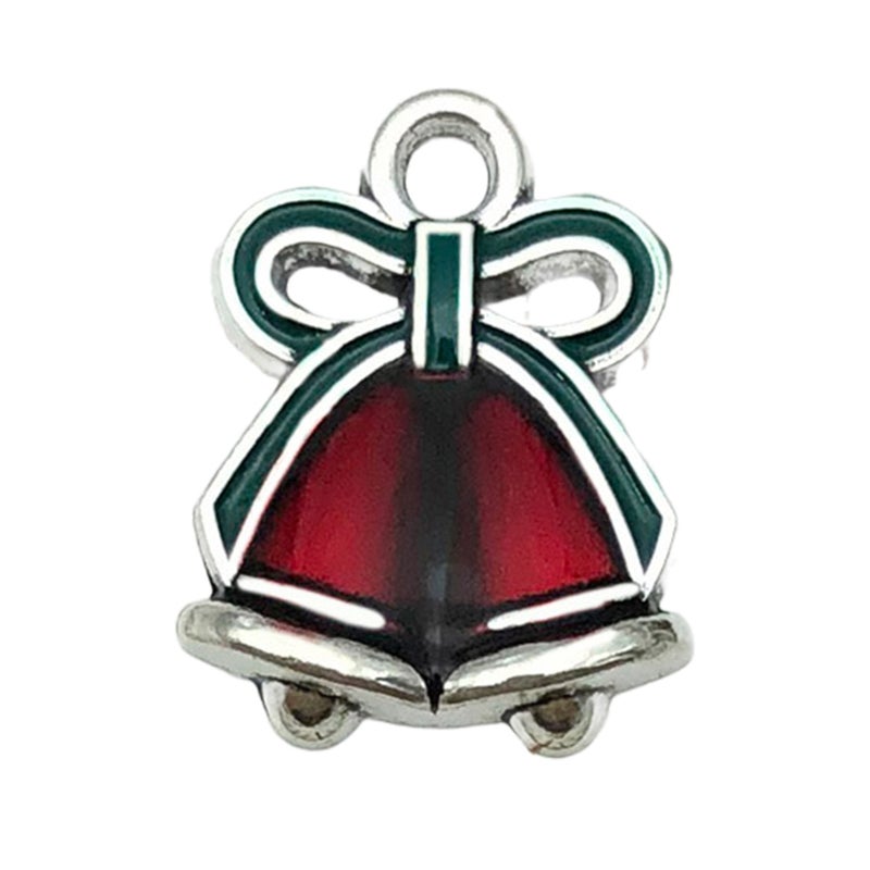 White K Oil Drop Alloy Santa Christmas Tree DIY Earring Pendants Bell 17x13mm-1g-19652