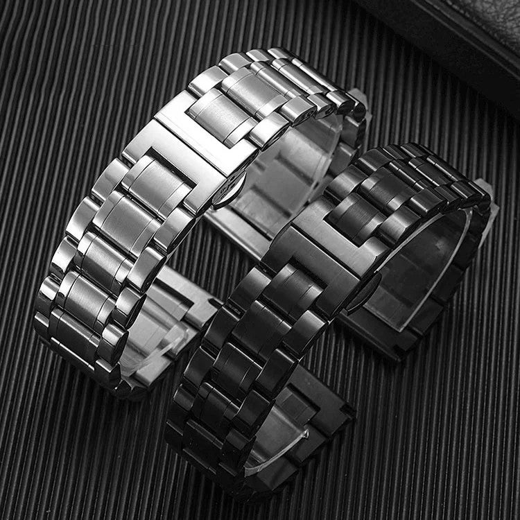 Bluejw Luxury Replacement Watch Strap with Double Button Butterfly Clasp – Breathable Stainless Steel Band, 5-Link Design, Fits 14mm 16mm 18mm 20mm 22mm Watches - Image 3