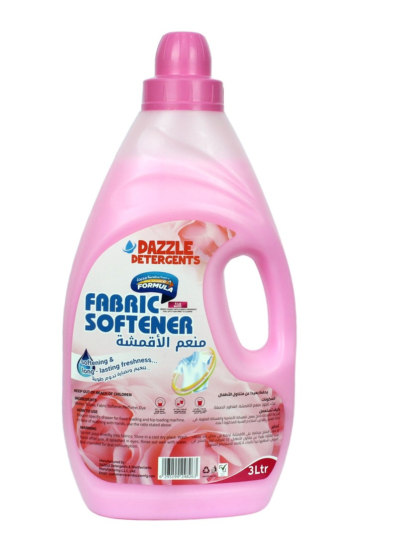 دازل منعم ومعطر للأقمشة - برائحة الورد، 3 لتر، راحة ونعومة تدوم طويلًا | يقلل التجاعيد والتشابك الكهربائي