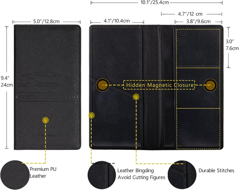 TOURSUIT Car Registration and Insurance Card Holder - Cross Black - Image 4