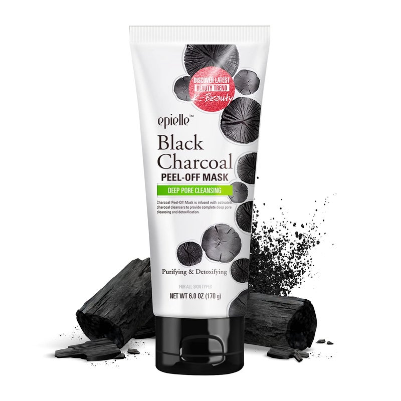 Epielle Black Charcoal Peel Off Face Mask Deep Pore Cleansing with Activated Charcoal Detoxifying and Purifying Blackhead Remover Mask 60 fl oz 2 Bulk Pack