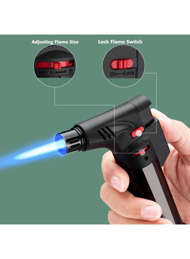 ولاعة شعلة غاز البوتان قابلة لإعادة الملء، ولاعة غاز البوتان مقاومة للرياح للشموع ونار التخييم والمطبخ متعدده الالوان - Image 2