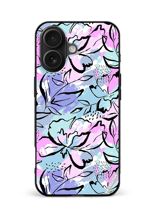 Protective Case Cover For Apple iPhone 16 Plus Abstract Flowers Print Design Multicolour