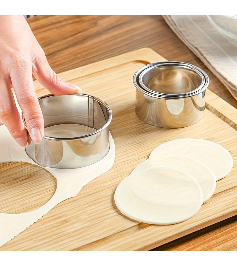 3pcs Set Round Stainless Steel Dumpling Mold Cutters For Cookie Cake Pastry - Image 3