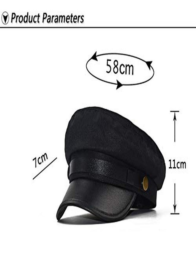 ASTOC Classic Chauffeur Hat for Men Women Unisex Captain Sailor Hat Newsboy Cap Costume Hats (US, Alpha, One Size, Black) - Image 3