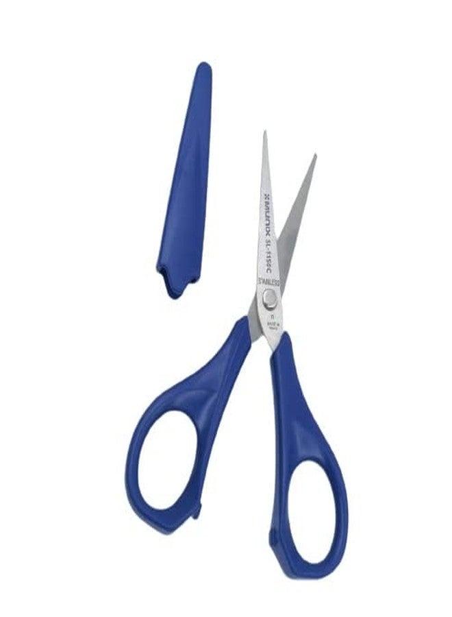 Munix SL-1150C 128 mm / 5" Stainless Steel Scissors | Pointed Tip with Shock Proof Body | Ergonomic & Soft Handles for Easy Handling | Dark Blue, Pack of 2 - Color May Vary - Image 1