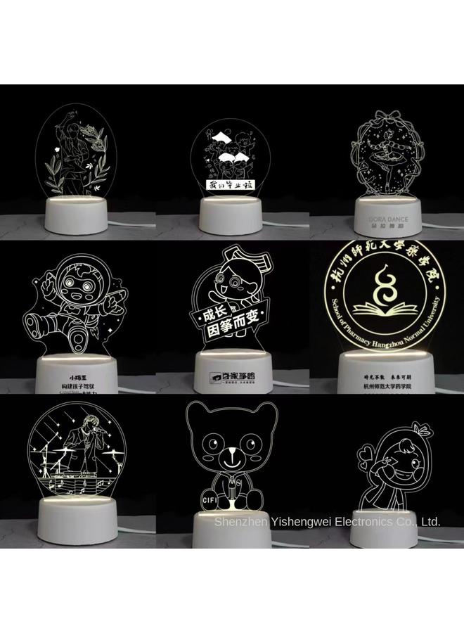 Bluejw Creative Bedroom Bedside 3d Night Light Children's Holiday Student Gift Usb Desk Lamp Logo Gift - Image 3