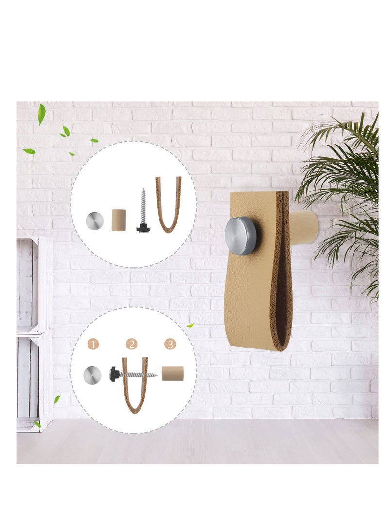 SYOSI 2 Pieces Boho Towel Rack Rustic Handmade Wood Ring Wooden Hand Stand Wall Mounted Farmhouse Holder Decorative Decor for Bathroom Kitchen Wall, about 16 cm - Image 5