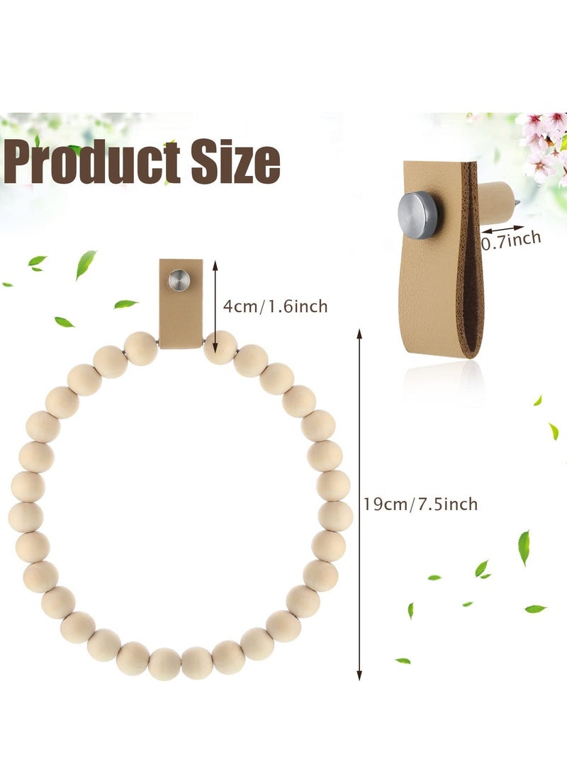 SYOSI 2 Pieces Boho Towel Rack Rustic Handmade Wood Ring Wooden Hand Stand Wall Mounted Farmhouse Holder Decorative Decor for Bathroom Kitchen Wall, about 16 cm - Image 2