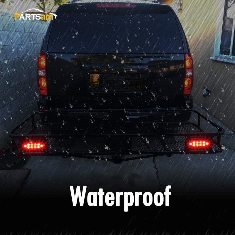 Partsam Red Cargo Carrier LED Lights Kit - 2Pcs 6 Inch Oval Waterproof Tail Lights with Rubber Grommets and 76" Wiring Harness - Image 5