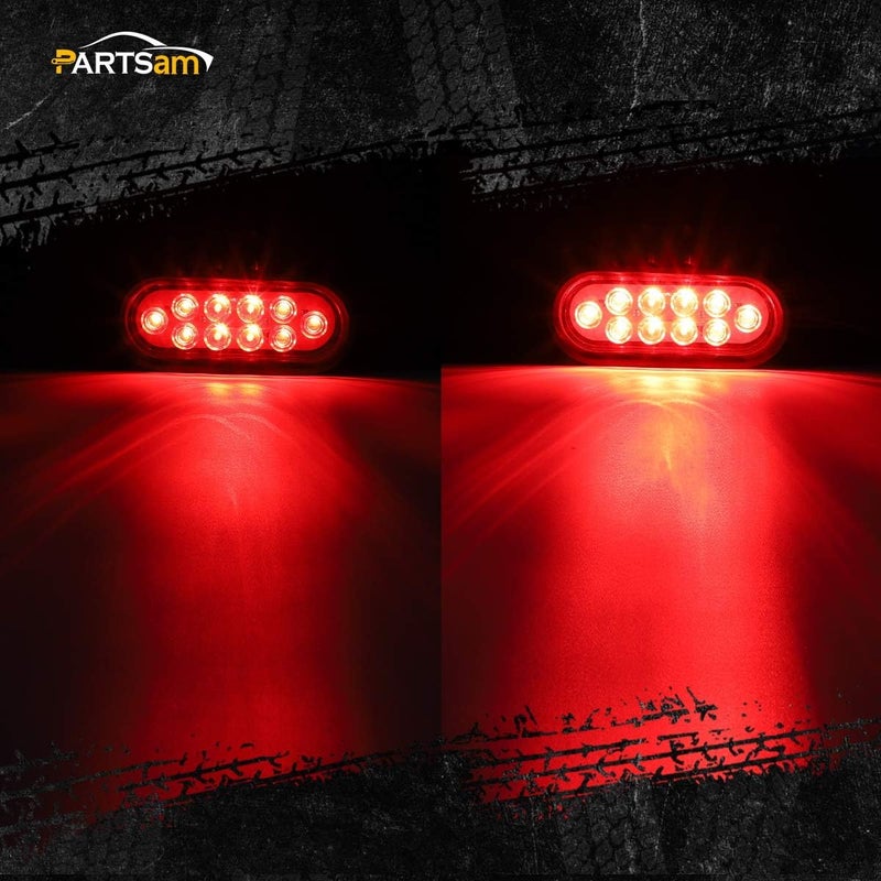 Partsam Red Cargo Carrier LED Lights Kit - 2Pcs 6 Inch Oval Waterproof Tail Lights with Rubber Grommets and 76" Wiring Harness - Image 2