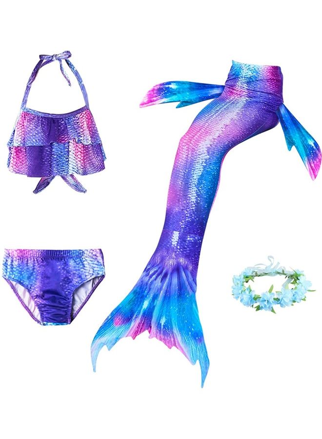 NIBEMINENT 4-Piece Mermaid Swimming Costume Set 150cm - Image 1
