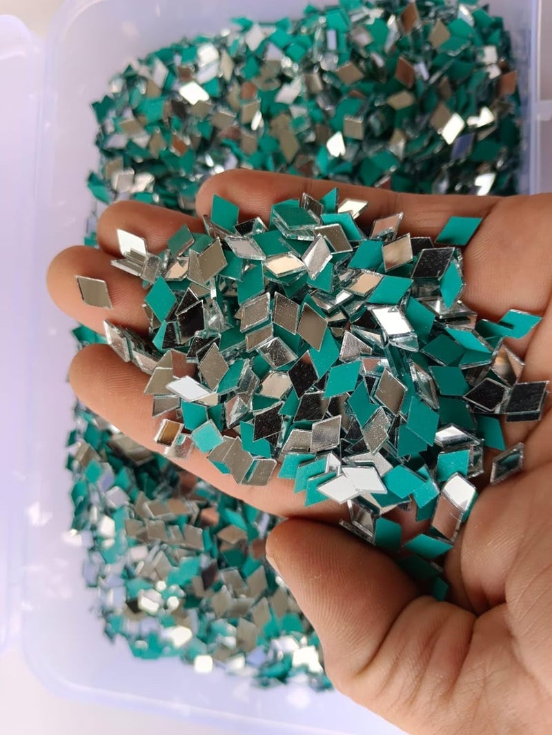 Haoser Haoser Dimend Mirrors Shapes for Crafts Perfect for Lippan Fabric Mandala Art Jewelry Making Other Craft Work200 Small Shapes Mirrors Dimend Shape  - Image 1