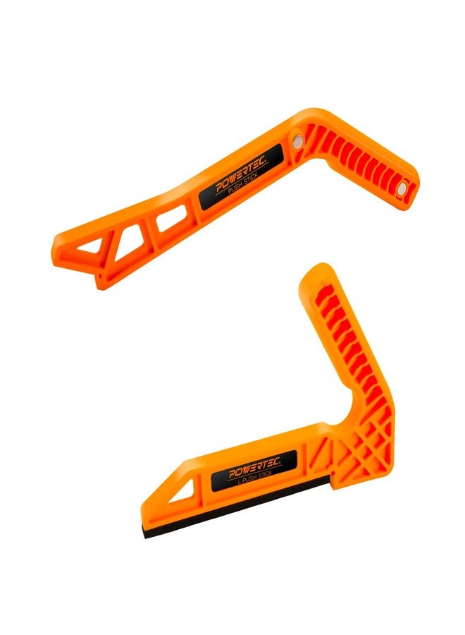 باورتيك عصا دفع باورتيك ديلوكس تناسب مناشير الطاولة، وطاولات التوجيه، والمناشير الشريطية، وآلات النجارة. مقابض مريحة، أداة دفع آمنة لأعمال الخشب وحماية اليدين. عبوة من قطعتين (71511). - Image 1