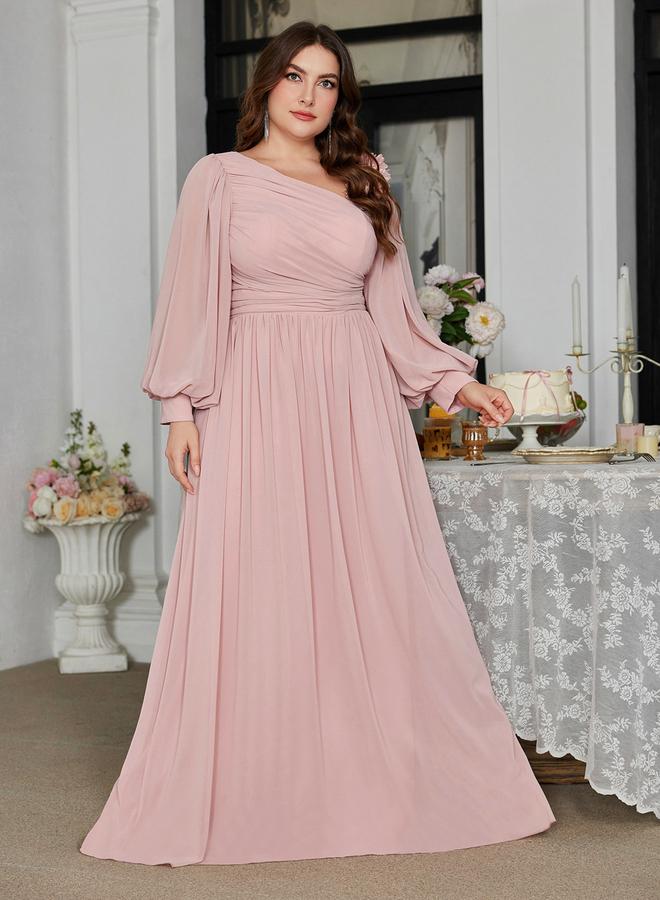 SUPGIR Plus Size Pink Embellished Maxi Dress with Floral Detail - Image 5