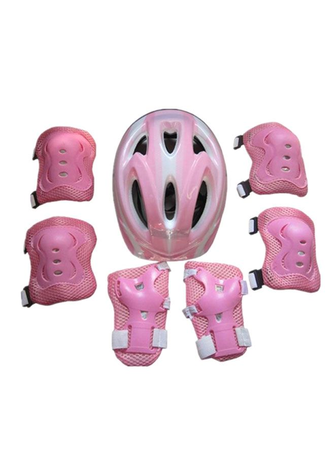 7-Piece Kid Child Roller Skating Bike Helmet Knee Wrist Guard Elbow Pad Set 25x20x1cm - Image 1