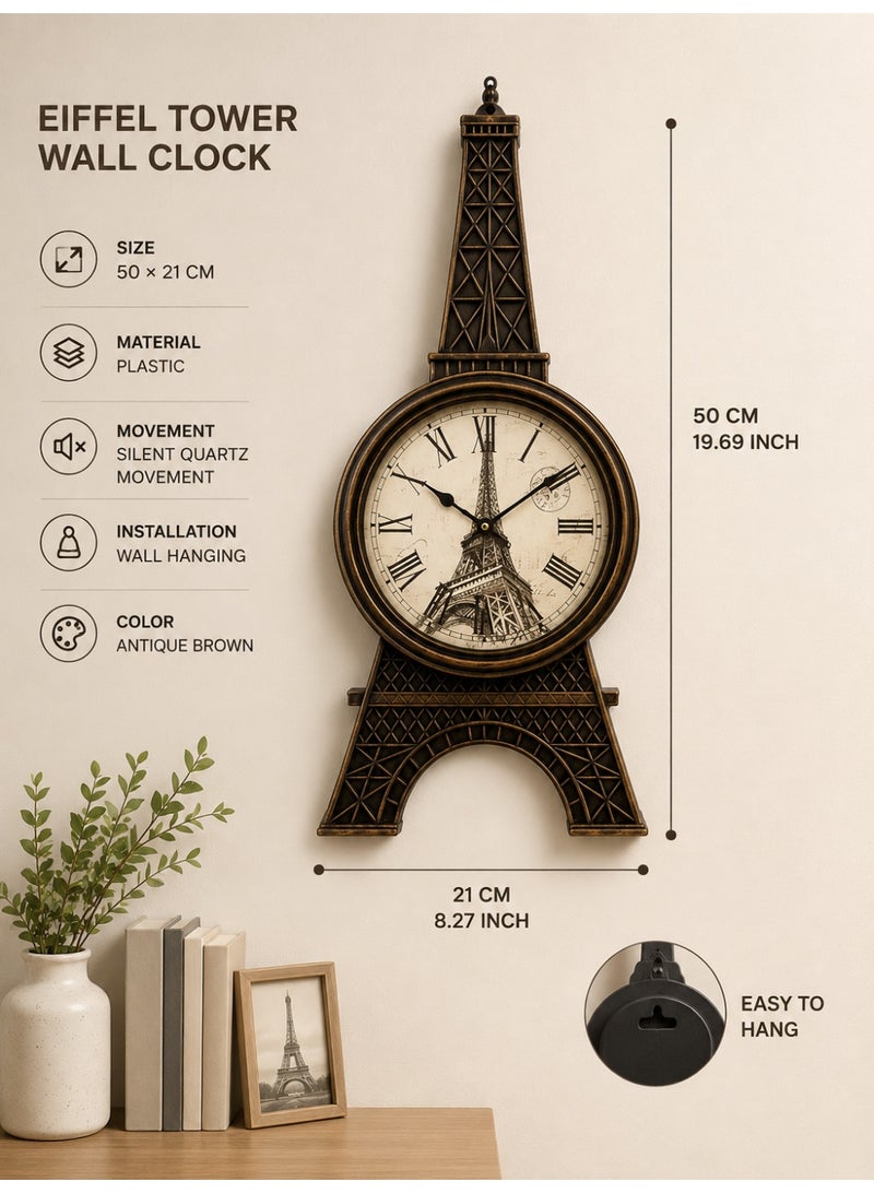 Eiffel Tower Decorative Wall Clock, , 50 X 21 Cm, Plastic Material - Image 2